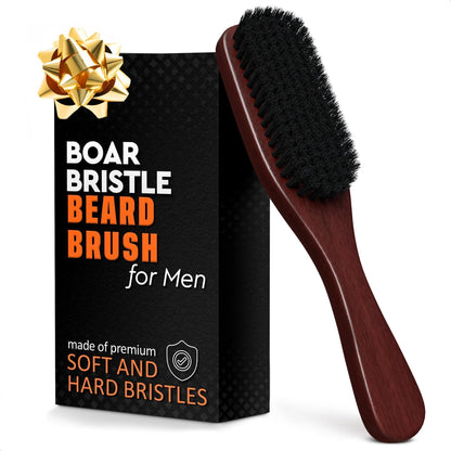 Premium Boar Bristle Beard Brush for Men – Soft Bristles for Sleek Beards & Mustaches – Ergonomic Non-Slip Handle – Perfect Gift for Grooming Aficionados
