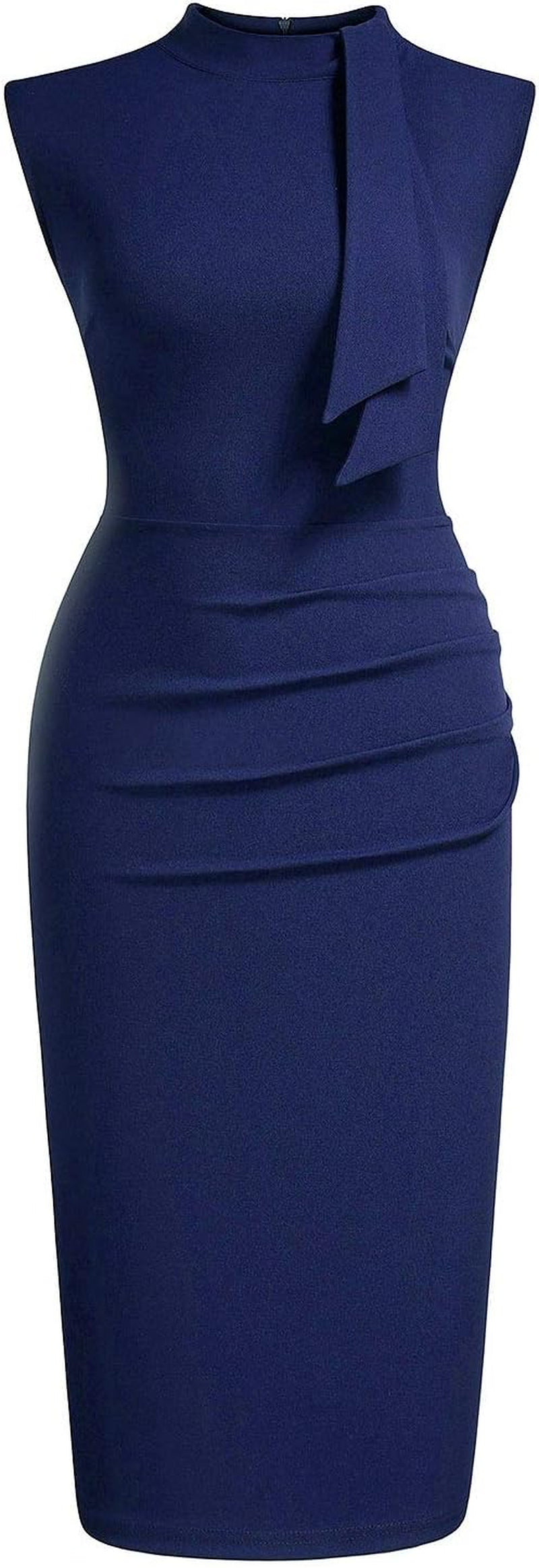 Vintage 1950s Inspired Half Collar Ruffle Cocktail Pencil Dress for Women