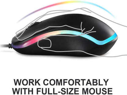 FC112 Premium USB Optical Wired Mouse with Easy Click, 1000DPI – Compatible with Windows PCs, Laptops, Desktops, and Notebooks (Black)