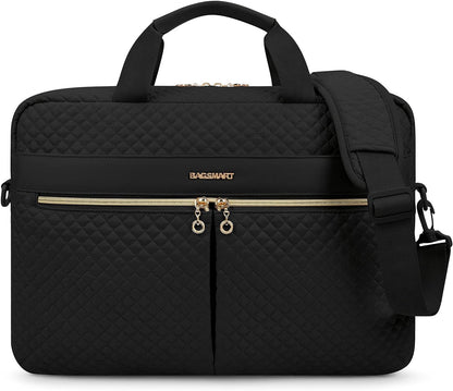 Stylish Black Laptop Bag for Women - 17.3/15.6 Inch Briefcase for Office, Travel & Business