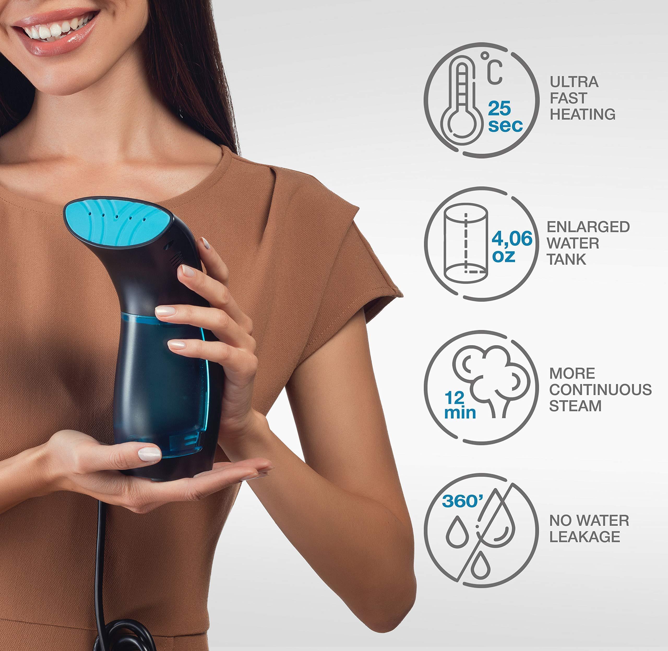 Portable Handheld Travel Steamer for Clothes - Mini Fabric Iron with Fast Heat-Up, 120ml Water Tank, Anti-Leak System, 950W Power, 360° Versatility