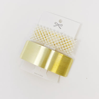 Elegant Golden Pearl Hair Barrette Set for Chic Hairstyles