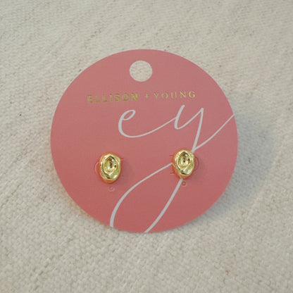 Elegant Gold Pebble Dome Stud Earrings - Timeless Luxury for Every Occasion