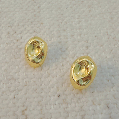 Elegant Gold Pebble Dome Stud Earrings - Timeless Luxury for Every Occasion