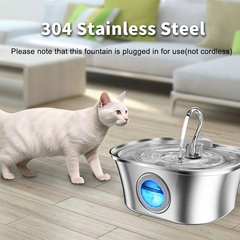 Heybo 3.2L Automatic Stainless Steel Pet Water Fountain for Cats and Dogs