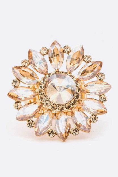 Stunning Crystal Flower Stretch Ring - Bold Statement Accessory