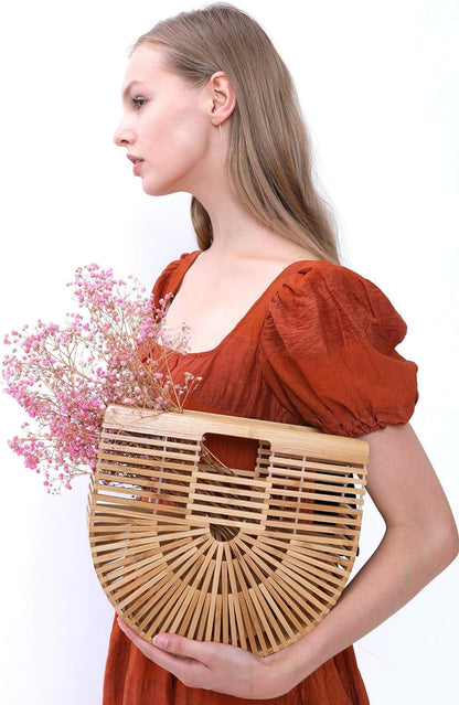 Handmade Large Bamboo Tote Bag - Stylish Beach Purse for Women