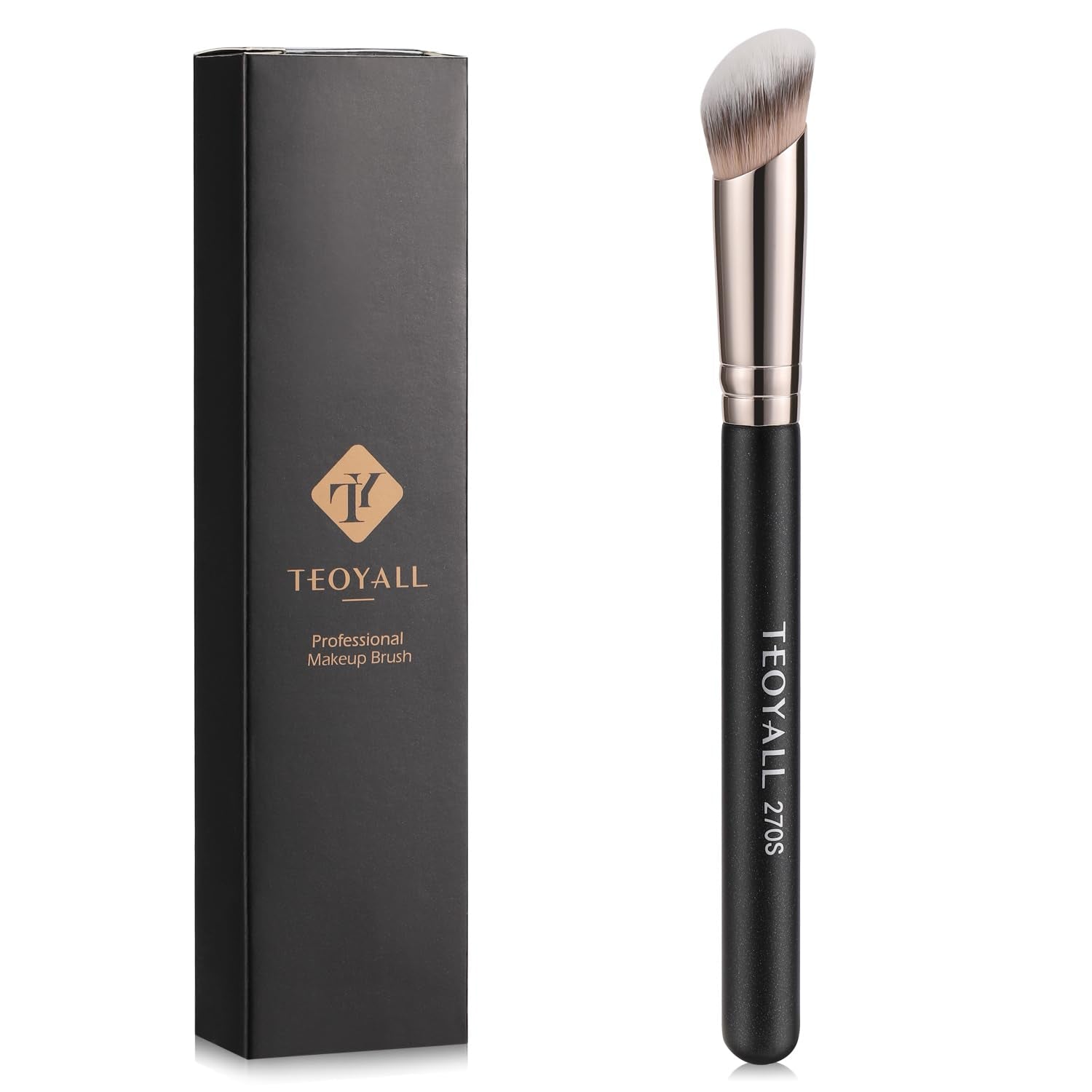 Under Eye Concealer Brush and Angled Contour Synthetic Kabuki Brush for Blending and Setting Liquid, Cream, and Powder Cosmetics (Model 270S)