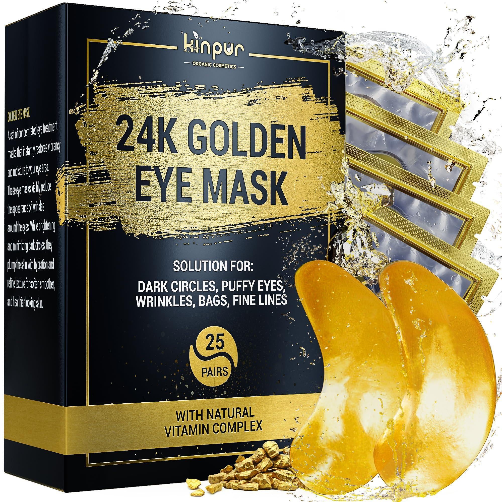 Revitalize Your Eyes: 50 Pcs 24K Gold Under Eye Patches for Dark Circles, Puffiness, and Wrinkles with Collagen Boost