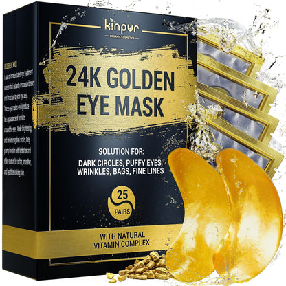 Revitalize Your Eyes: 50 Pcs 24K Gold Under Eye Patches for Dark Circles, Puffiness, and Wrinkles with Collagen Boost