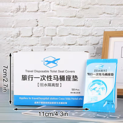 50-Pack Individually Wrapped Disposable Waterproof Plastic Toilet Seat Covers with Non-Slip Design for Travel and Protection