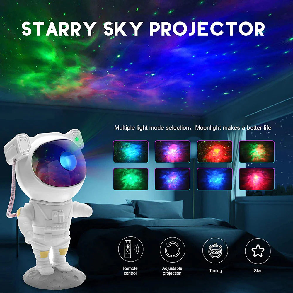 Astronaut Galaxy Projector: LED Starry Night Light and Ocean Wave Lamp with Remote Control