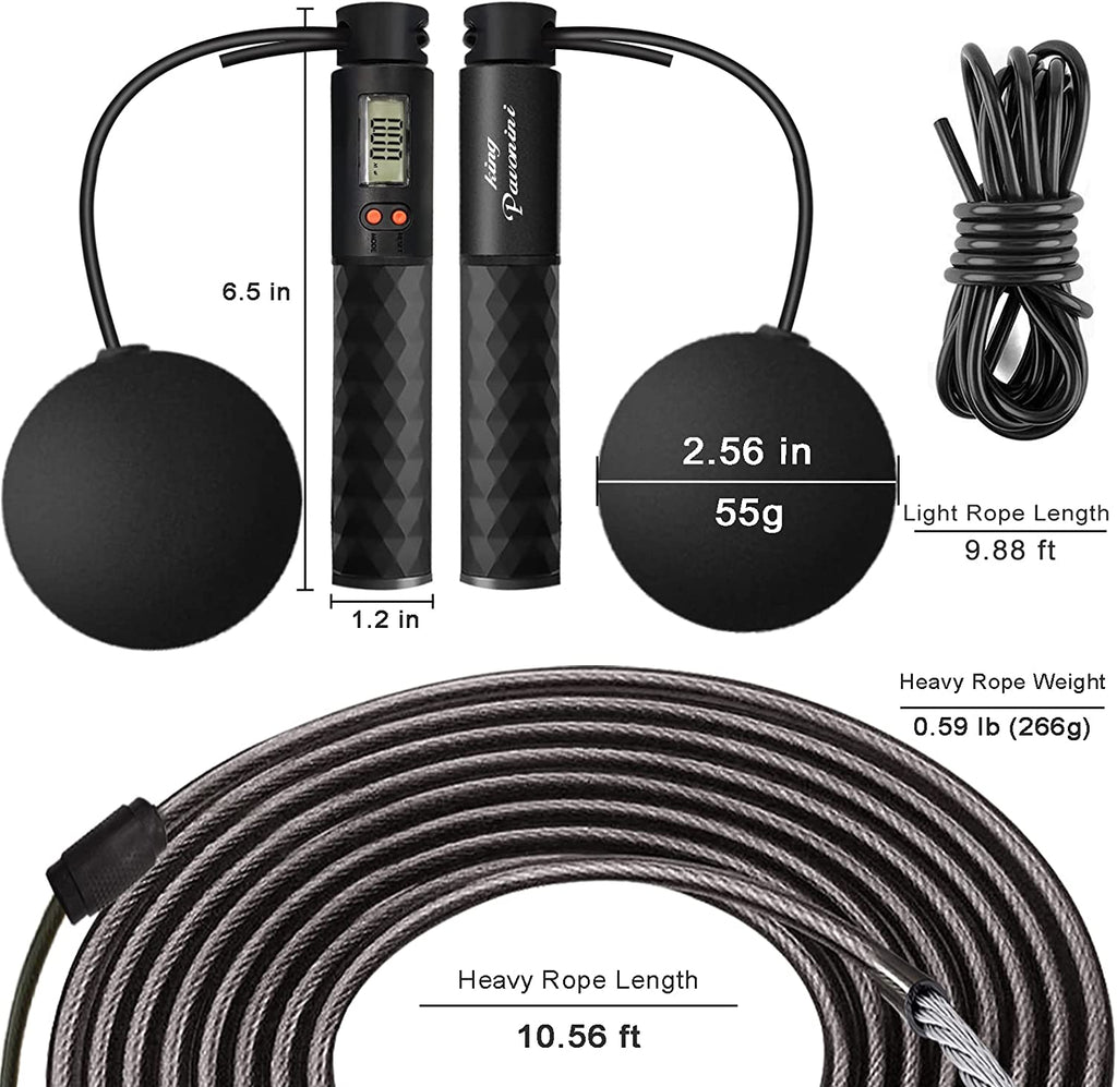 Weighted Jump Rope with Counter - 3 Jump Ropes for Working Out, Heavy Jumping Rope & Light Skipping Rope & Cordless Jump Ropes