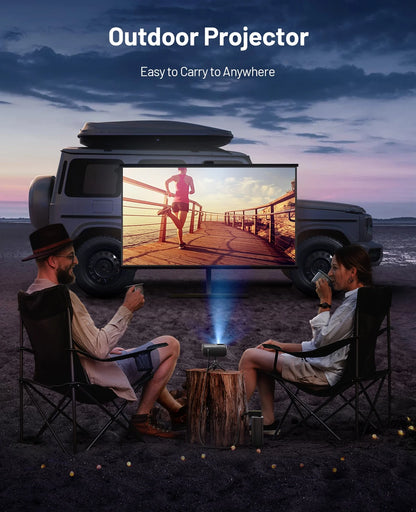 Portable 1080P HD Projector with Tripod, 8000L Brightness, Compatible with iOS, Android, and Windows for Cinematic Experience