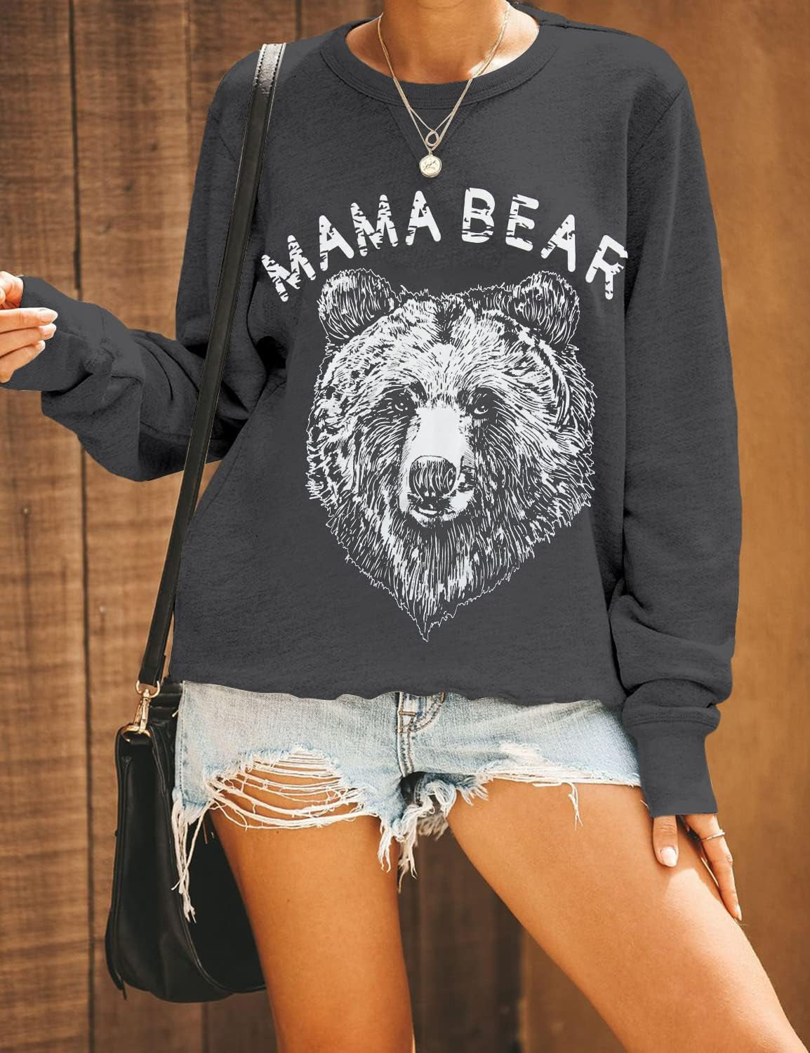Cute & Comfy Women's Mama Sweatshirt - Loose Fit Long Sleeve Graphic Top for Fall