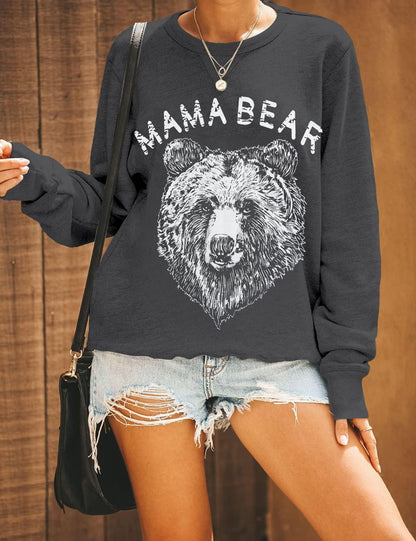 Cute & Comfy Women's Mama Sweatshirt - Loose Fit Long Sleeve Graphic Top for Fall