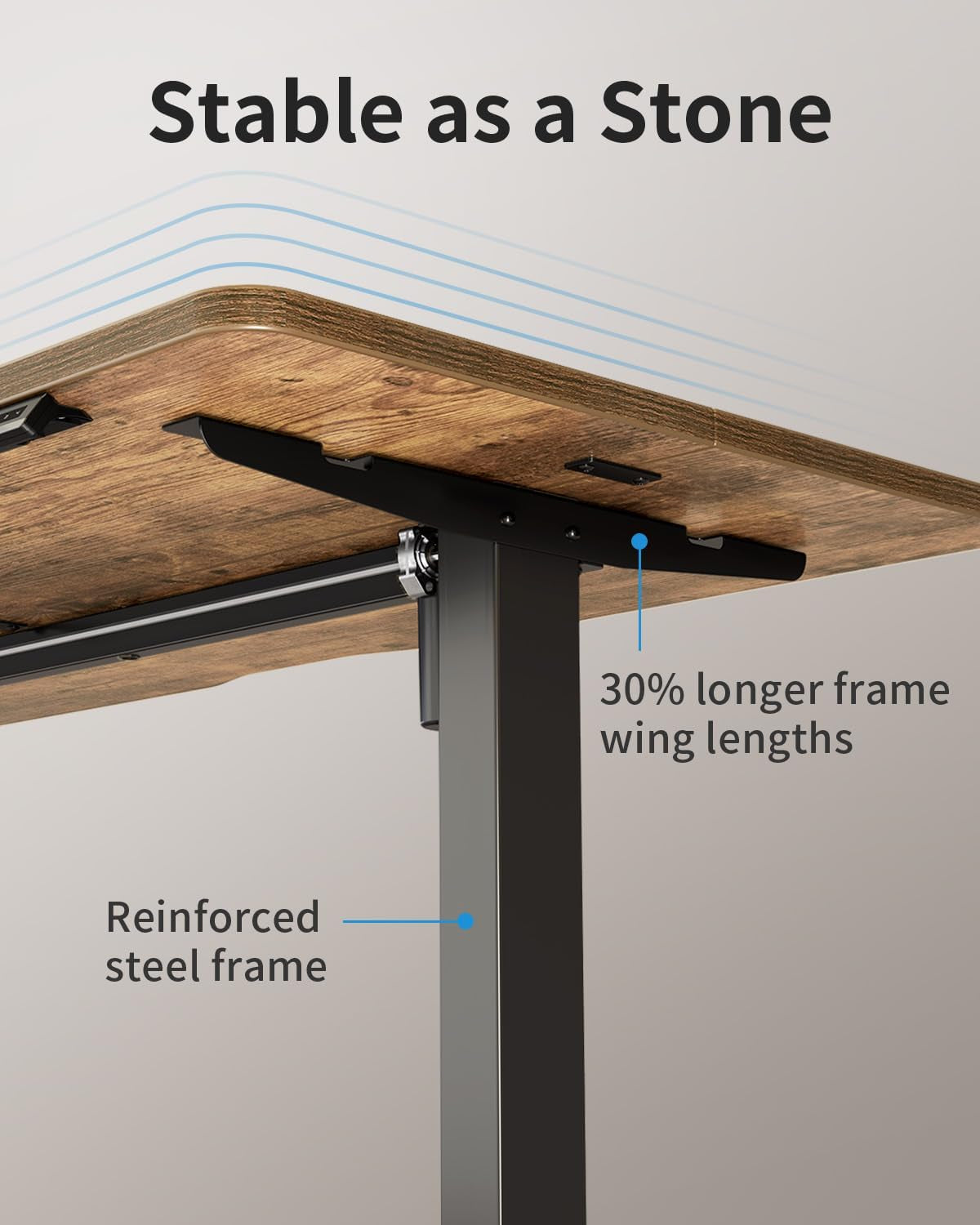 Height Adjustable Electric Standing Desk - 48" x 24" Rustic Brown Sit-Stand Home Office Computer Desk