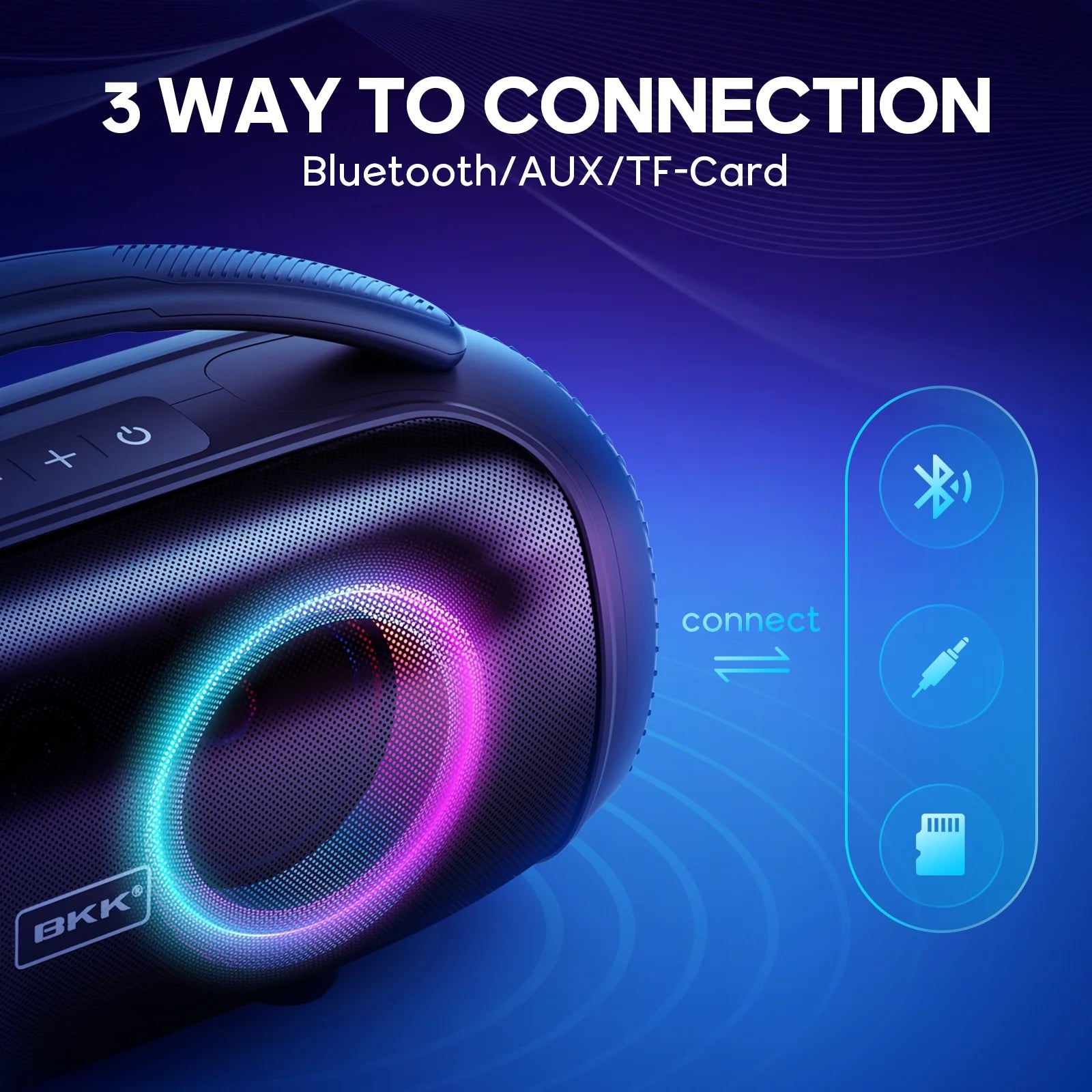 Ultimate Waterproof Bluetooth Speaker - 40W Portable Wireless Sound with DJ Lights for Beach Parties - Sleek Black Design