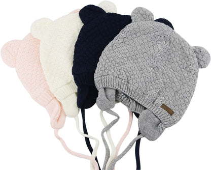 Adorable Bear Earflap Beanie - Cozy Fleece Lined Hat for Infants & Toddlers - Perfect for Fall & Winter