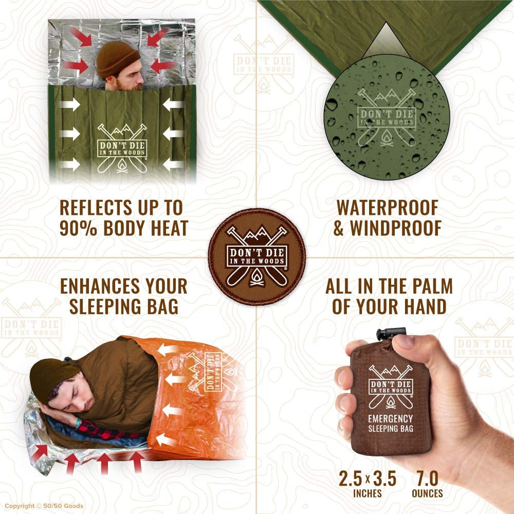 Ultimate Survival Bivy - Emergency Sleeping Bag with Hood - Extra-Thick Thermal Mylar Space Blanket for Outdoor Protection