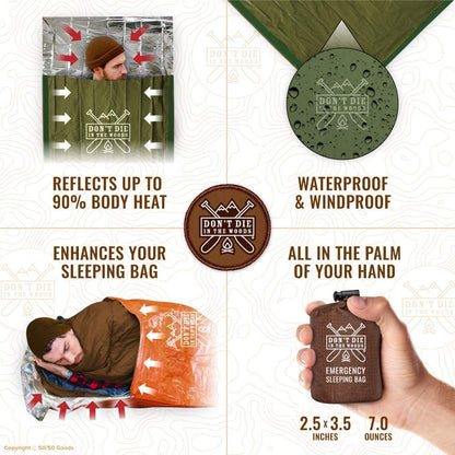 Ultimate Survival Bivy - Emergency Sleeping Bag with Hood - Extra-Thick Thermal Mylar Space Blanket for Outdoor Protection