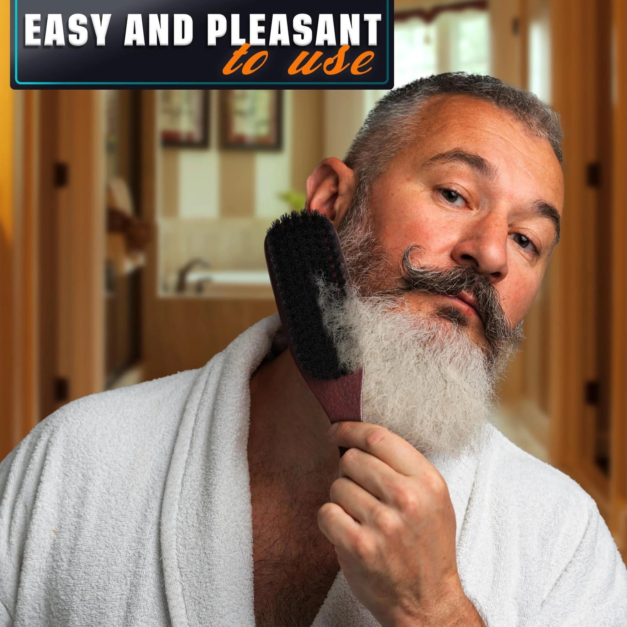 Premium Boar Bristle Beard Brush for Men – Soft Bristles for Sleek Beards & Mustaches – Ergonomic Non-Slip Handle – Perfect Gift for Grooming Aficionados