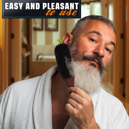 Premium Boar Bristle Beard Brush for Men – Soft Bristles for Sleek Beards & Mustaches – Ergonomic Non-Slip Handle – Perfect Gift for Grooming Aficionados