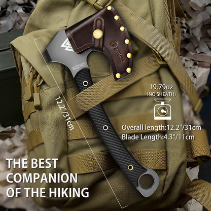 Nedfoss 12.2-Inch Tactical Tomahawk Axe with Leather Sheath and G10 Handle, Heavy Duty Construction